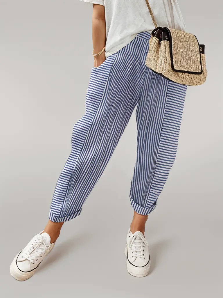 Sylis | Casual striped cotton trousers