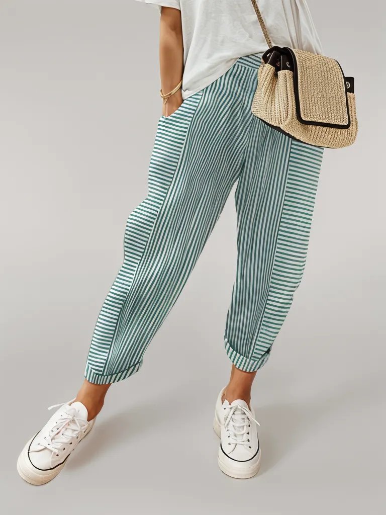 Sylis | Casual striped cotton trousers