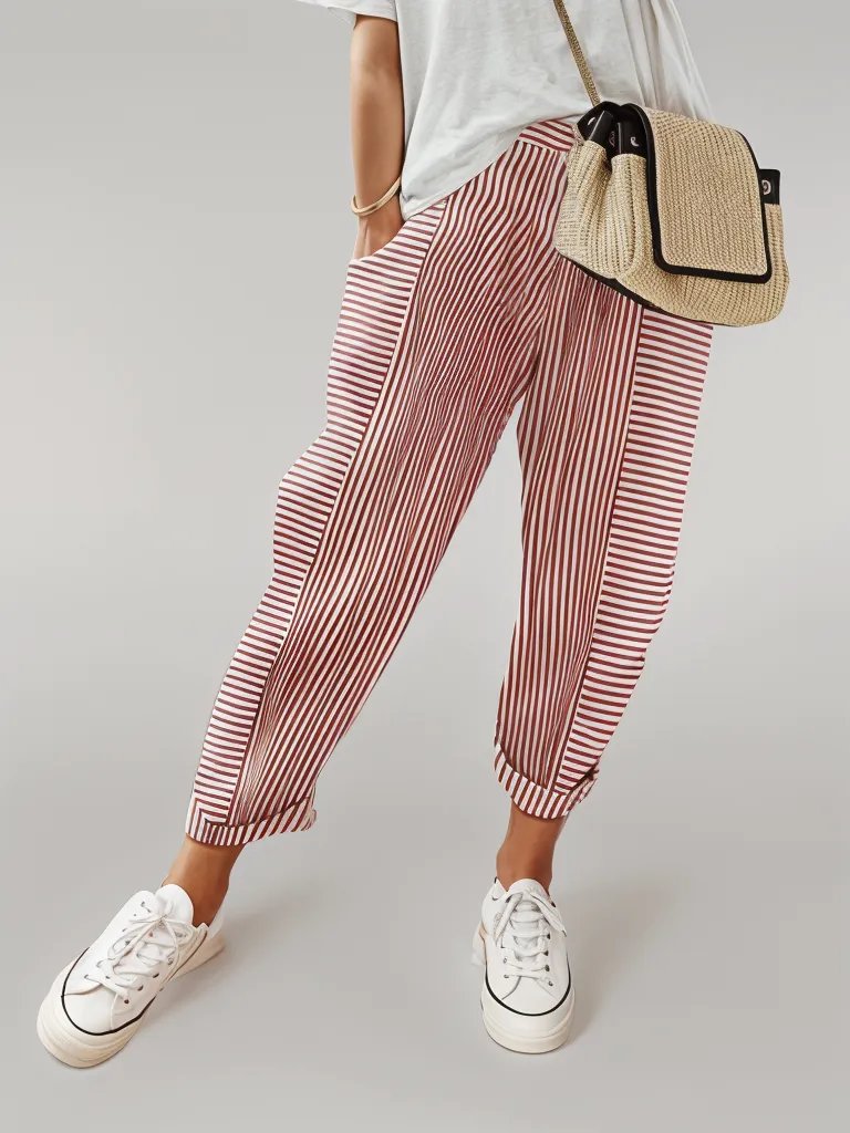 Sylis | Casual striped cotton trousers