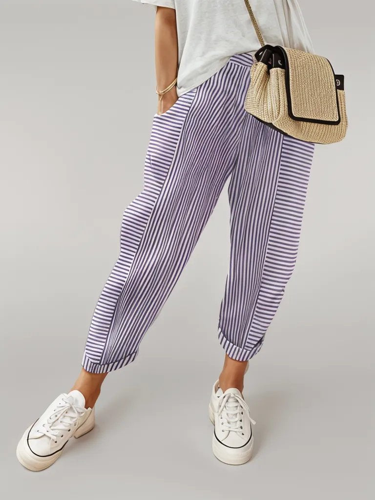 Sylis | Casual striped cotton trousers