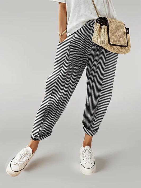 Sylis | Casual striped cotton trousers