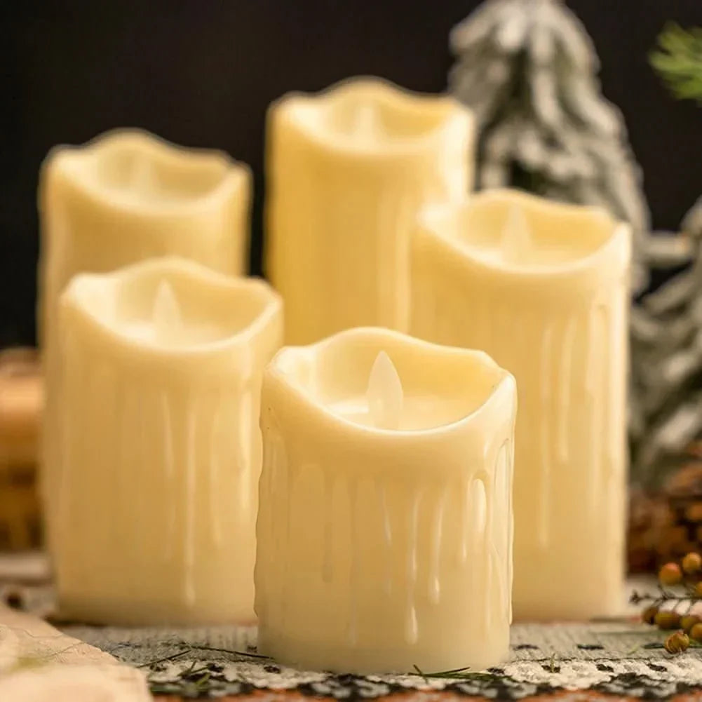 Flameless Electronic Decoration, Set in Ivory White