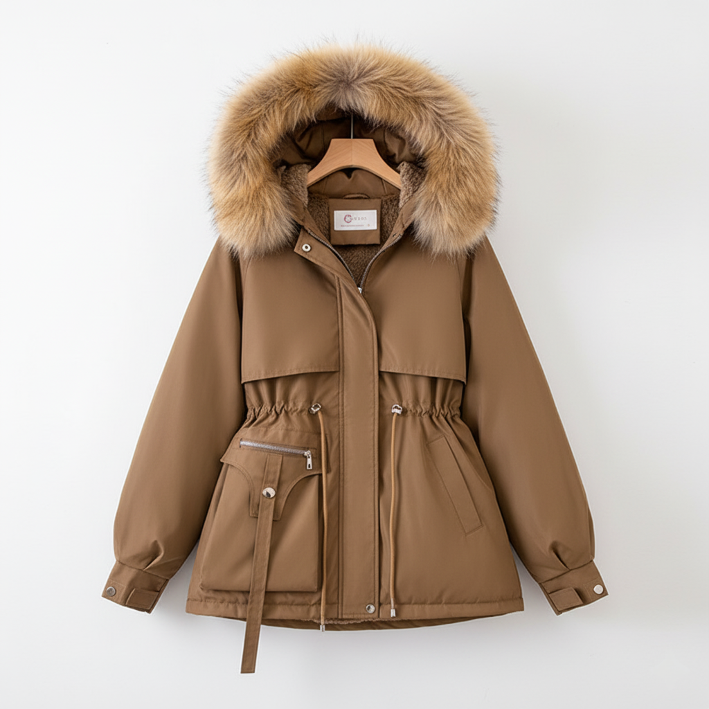 Sylis Parka with fur hood & Adjustable waist | Plus sizes