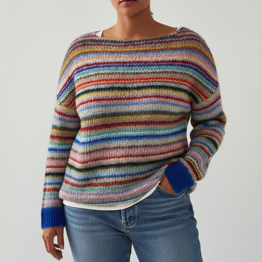Sylis Multi-colored Patterned Knit Sweater | Plus Sizes