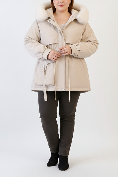 Sylis Parka with fur hood & Adjustable waist | Plus sizes