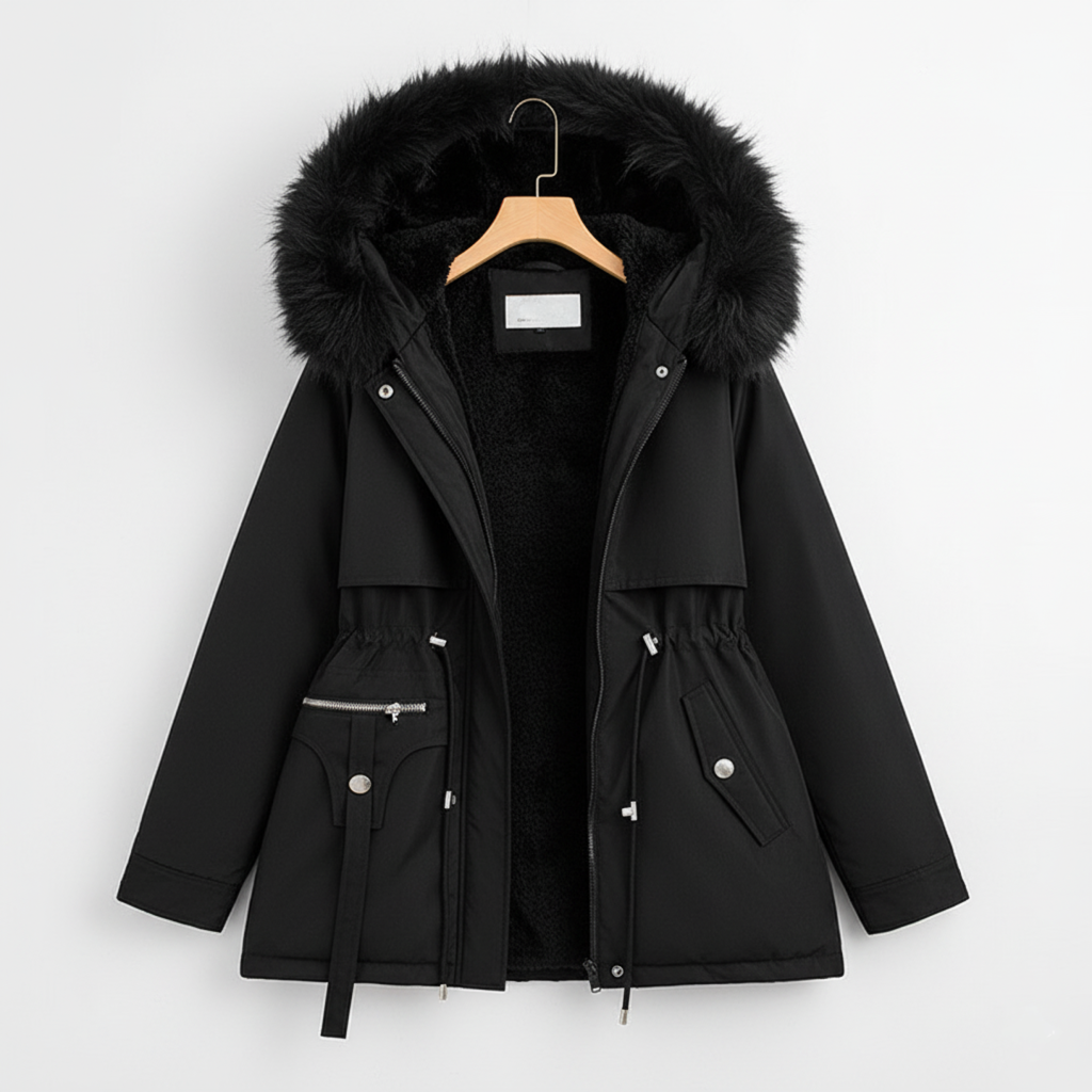 Sylis Parka with fur hood & Adjustable waist | Plus sizes
