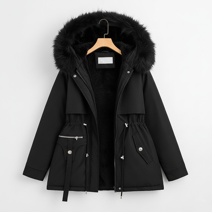 Sylis Parka with fur hood & Adjustable waist | Plus sizes