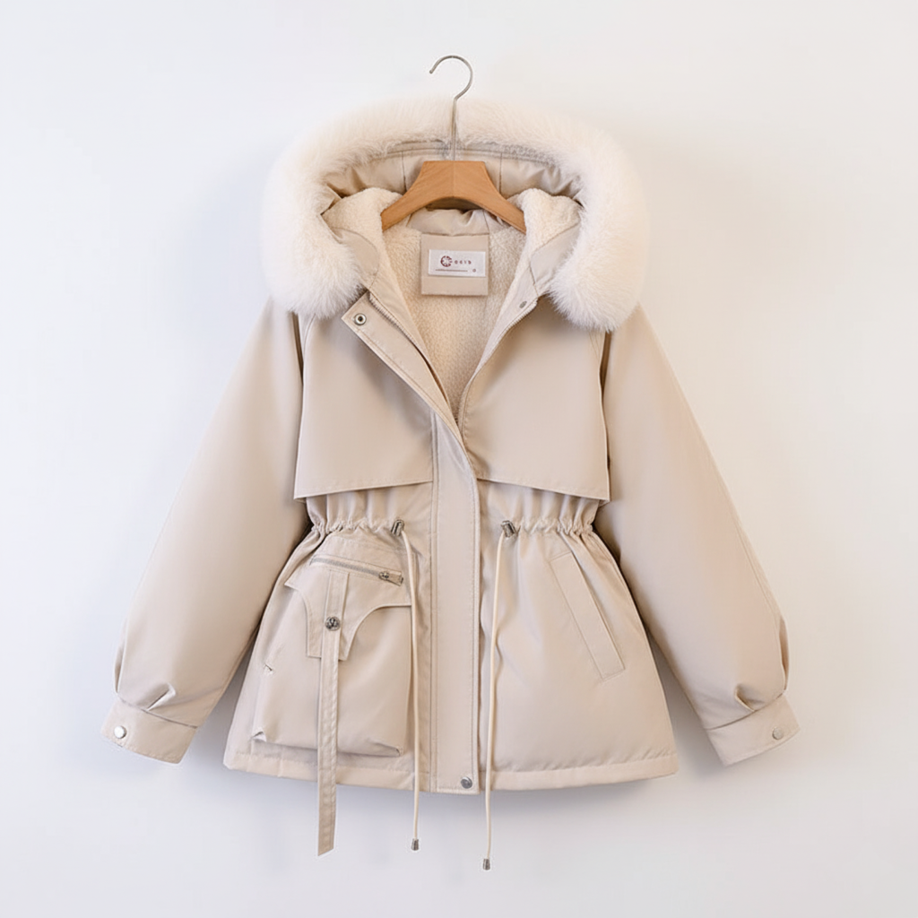 Sylis Parka with fur hood & Adjustable waist | Plus sizes