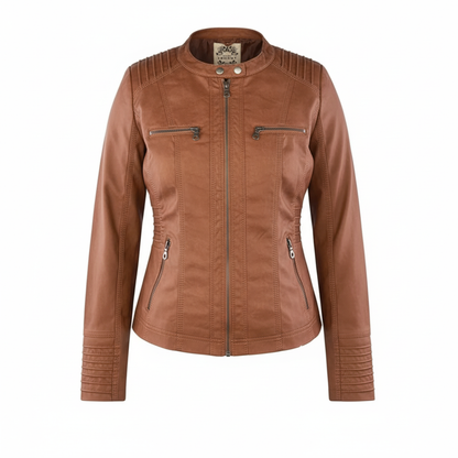 Sylis biker jacket in faux leather with hood | Plus sizes (L–3XL)