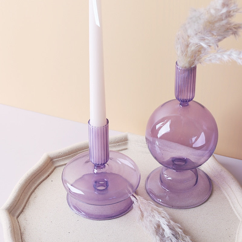 Lilac Candle Holder made of Glass