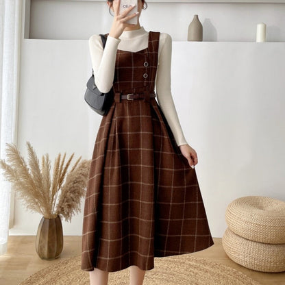 Sylis-Mode - Women Stylish Vintage Checkered Dress