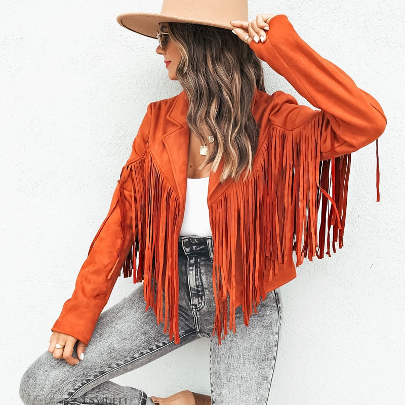 Sylis | Fashion Suede Fringed Jacket