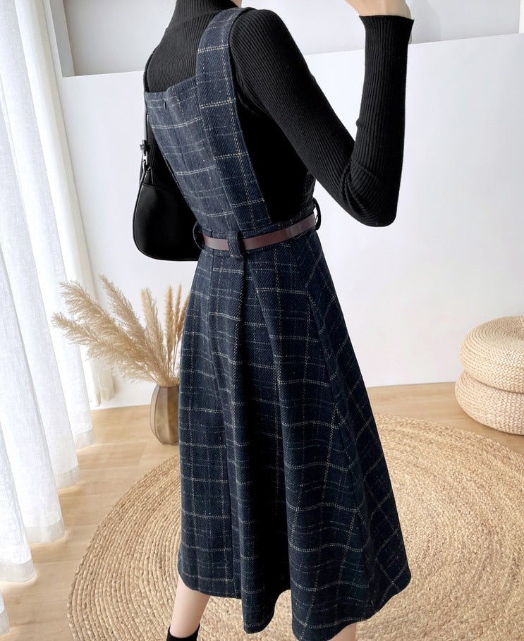 Sylis-Mode - Women Stylish Vintage Checkered Dress