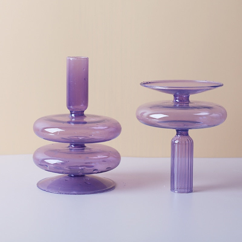 Lilac Candle Holder made of Glass