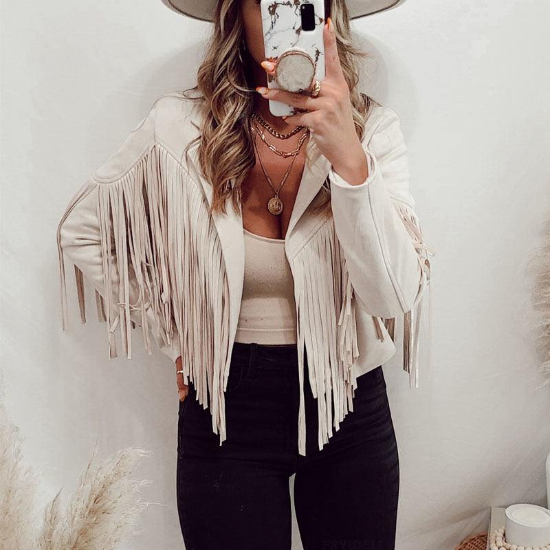 Sylis | Fashion Suede Fringed Jacket