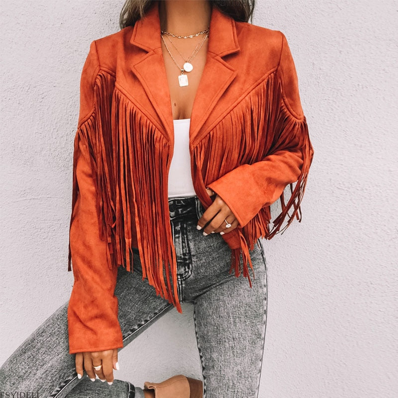 Sylis | Fashion Suede Fringed Jacket