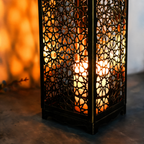 Decorative Iron Candle Holder with Arabesque Pattern