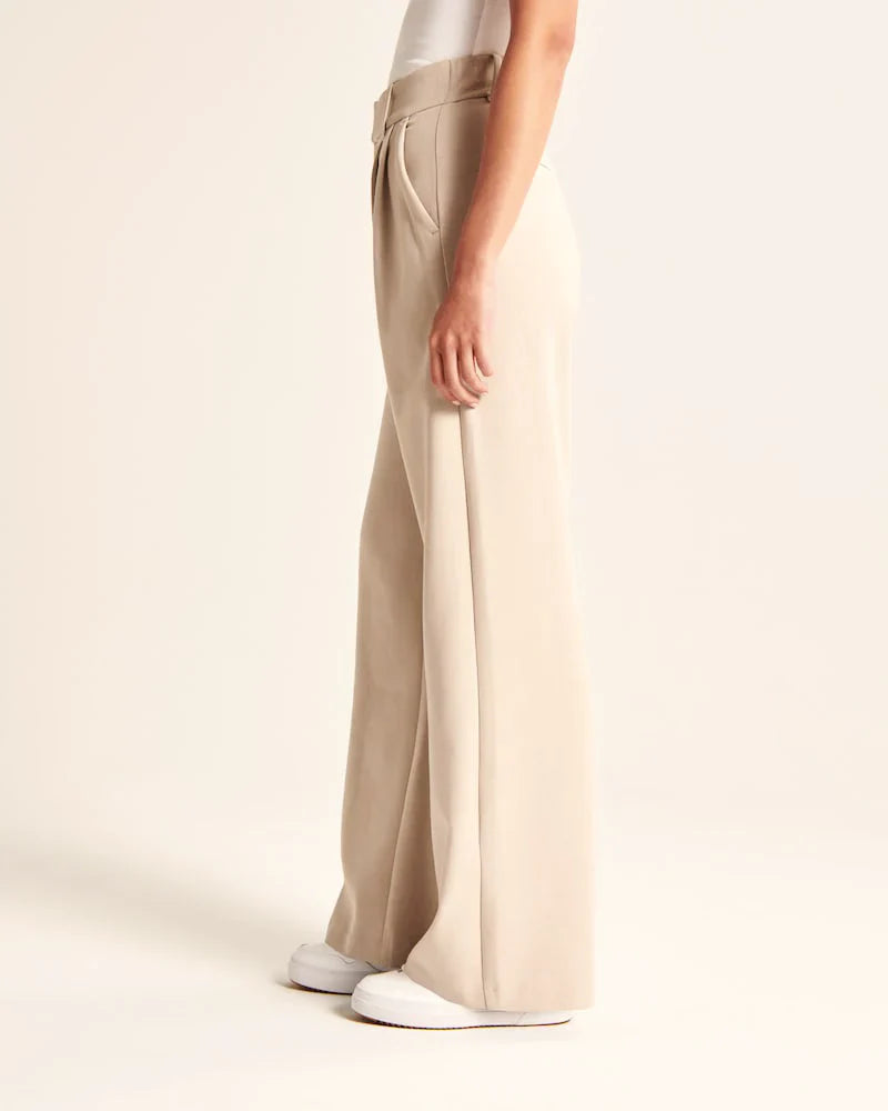 Sylis | | Beige Wide-Leg Tailored Pants