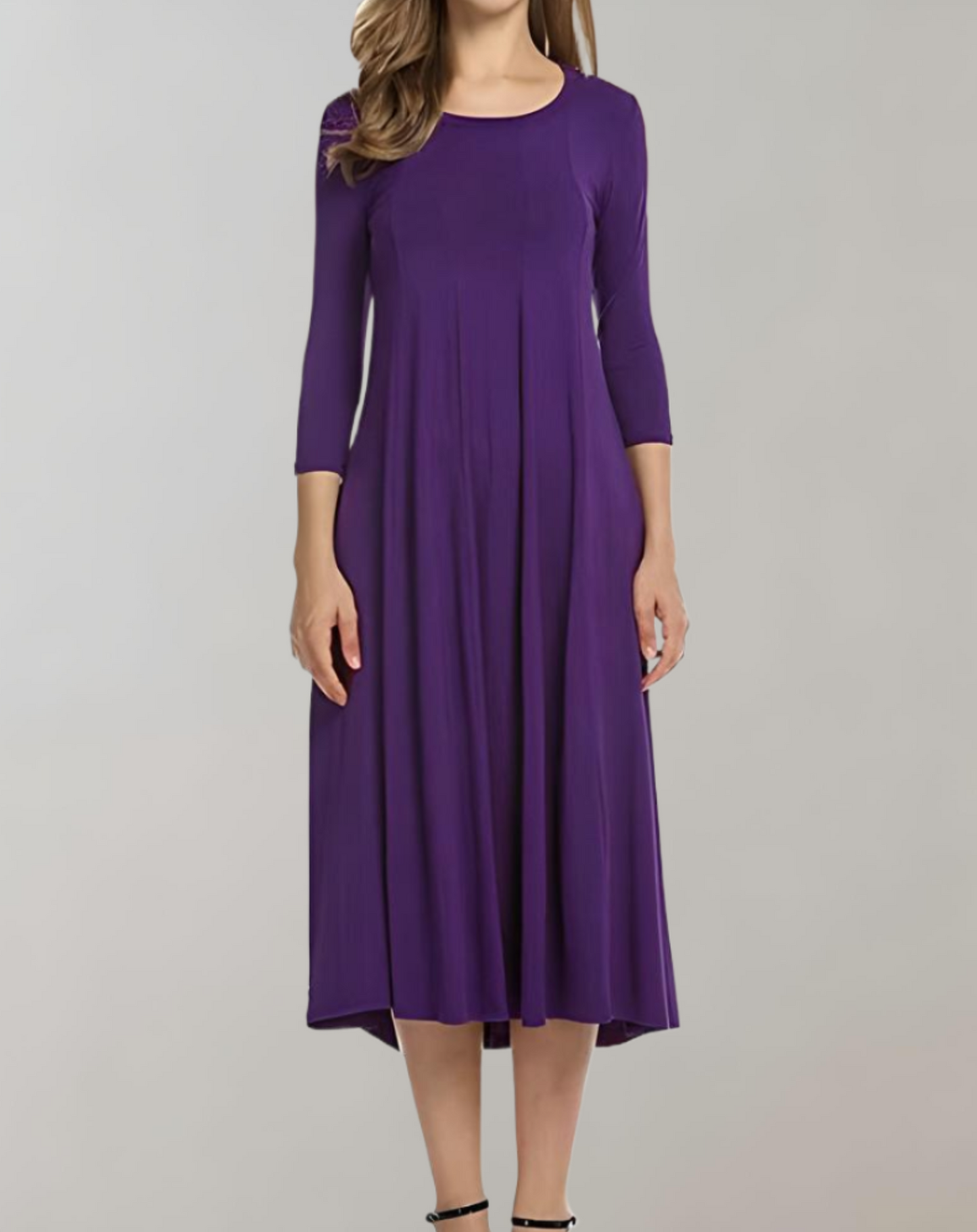 Sylis | A-line dress with 3/4 sleeves and a round neckline