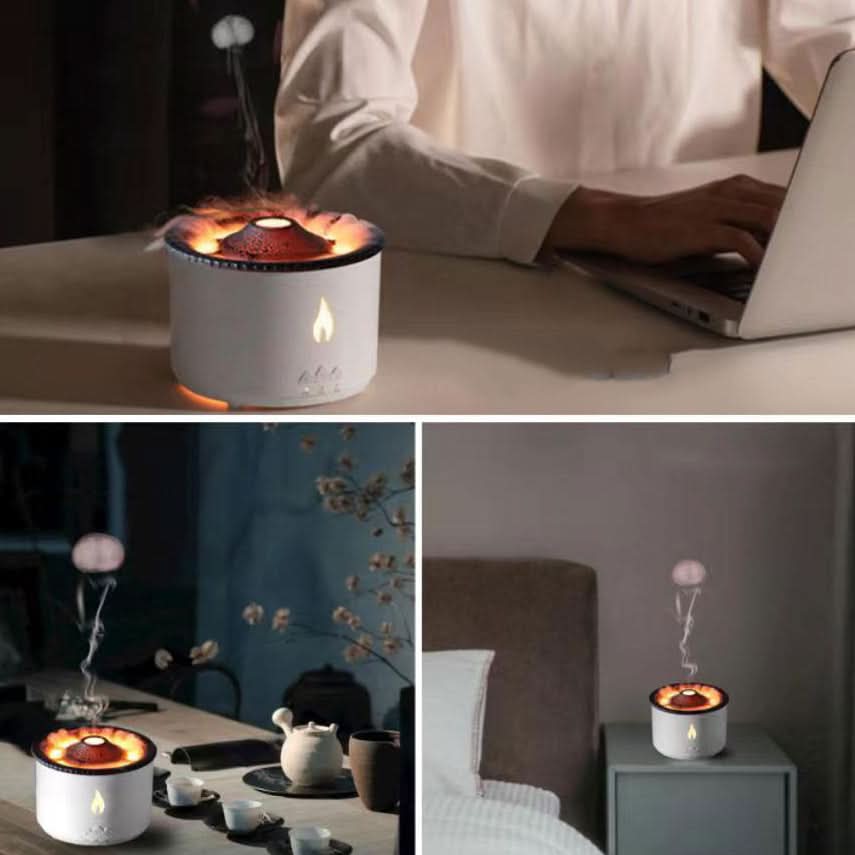 Aroma humidifier with flame effect & night light for relaxation & room fragrance
