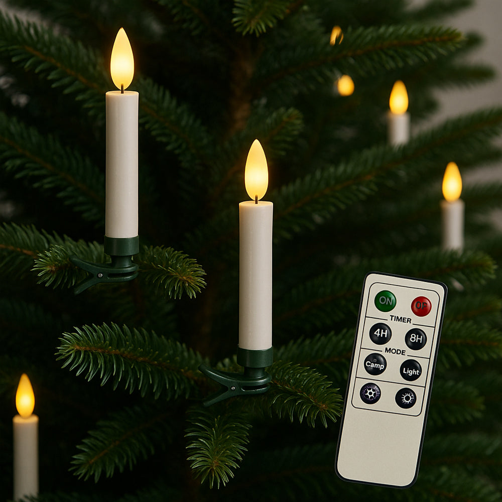 Wireless LED Christmas Tree Candles with Remote Control – 10, 20 or 30 Pieces.