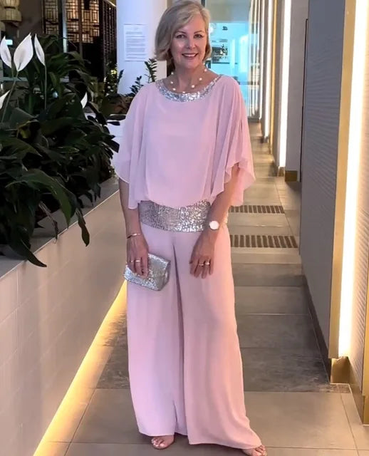 Elegant night Sylis: Shiny top and palazzo pants