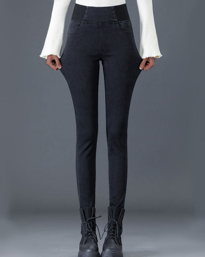 Sylis-Mode - Comfortable Winter Thermal Warm Fleece Lined Leggings with High Waist Cut for Women