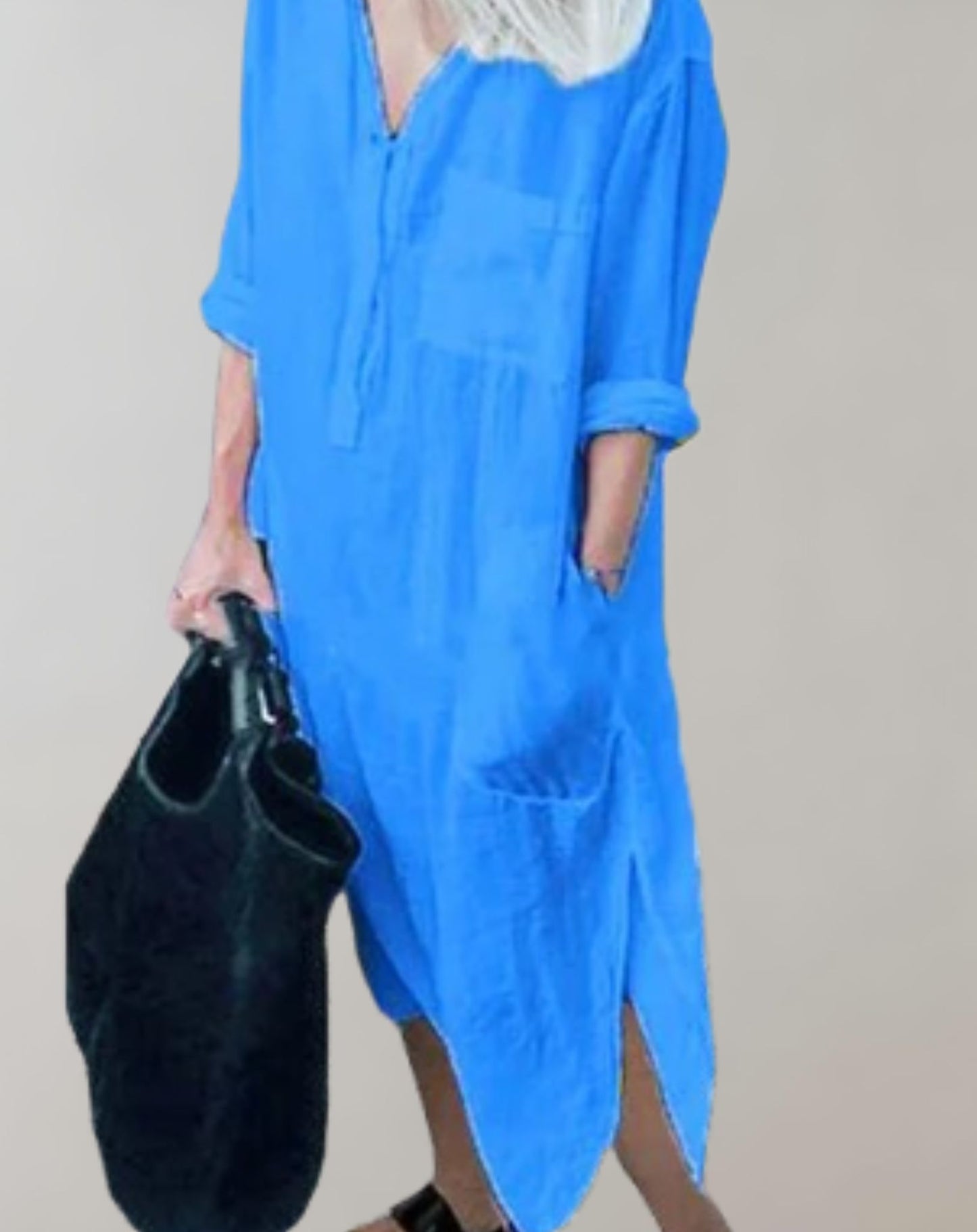 Sylis - Loose long dress with long sleeves and side pockets dress