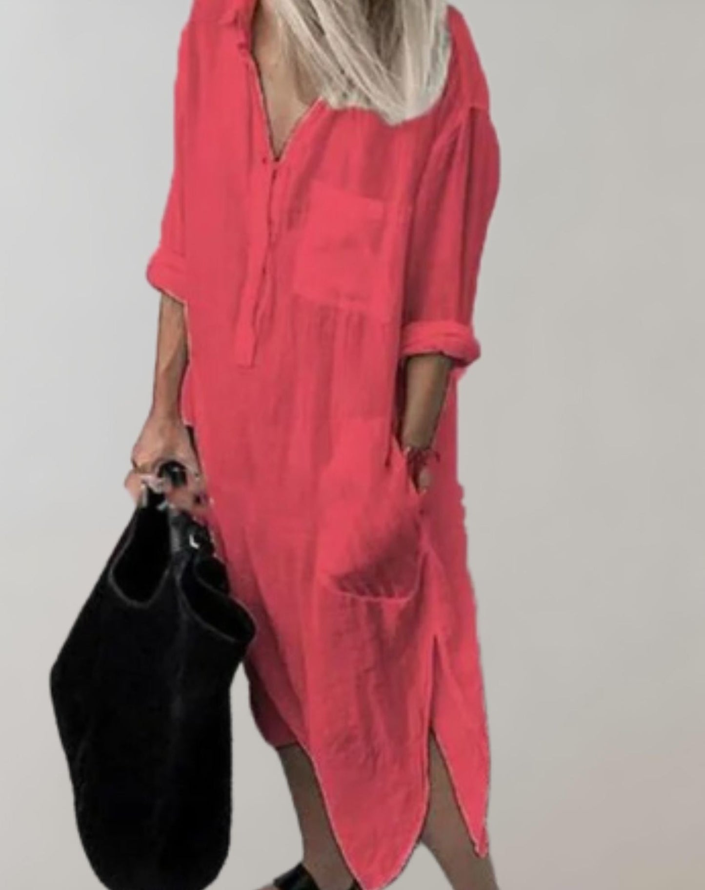 Sylis - Loose long dress with long sleeves and side pockets dress