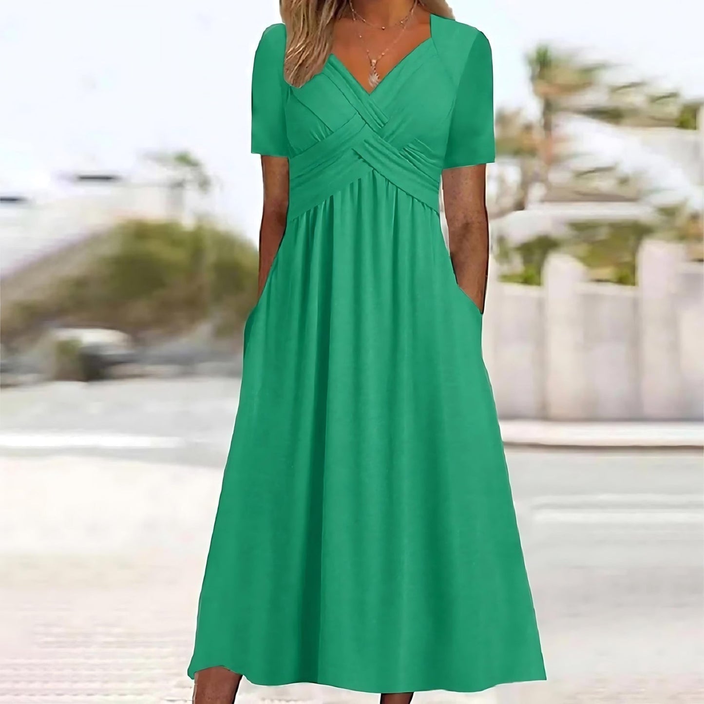 Sylis | Elegant Midi Dress With Belly Coverage