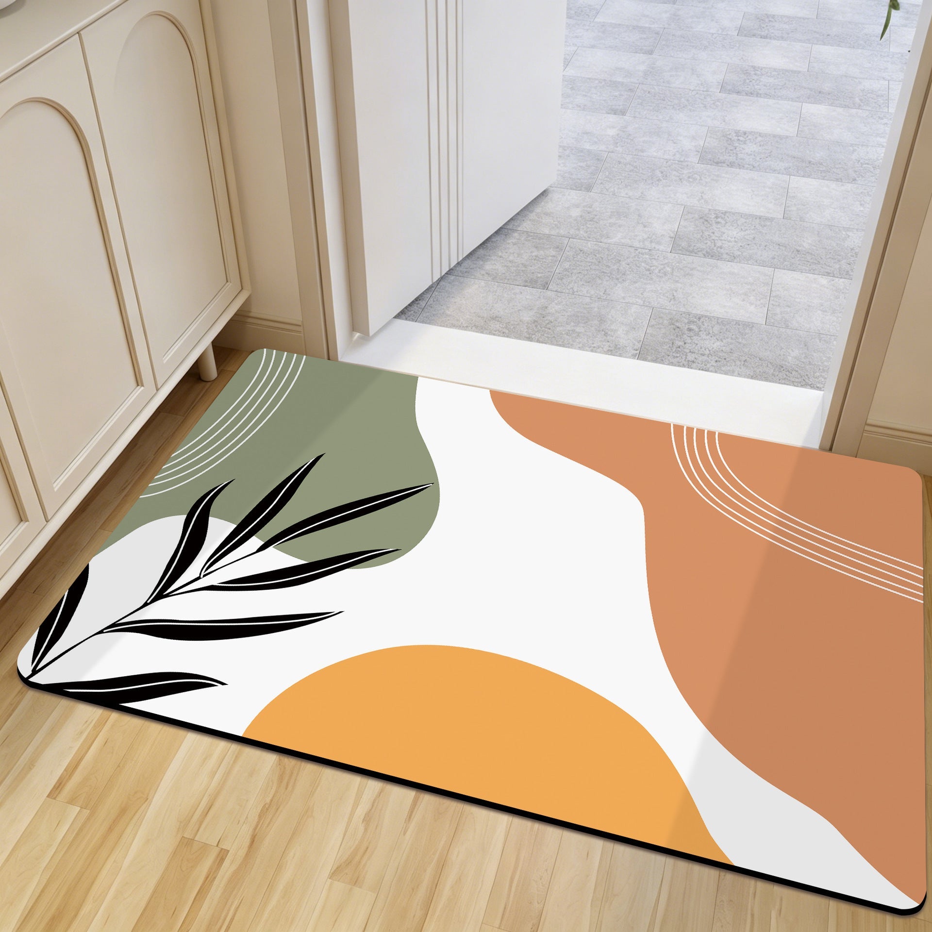 Cheerful Floral Design Indoor Area Mat