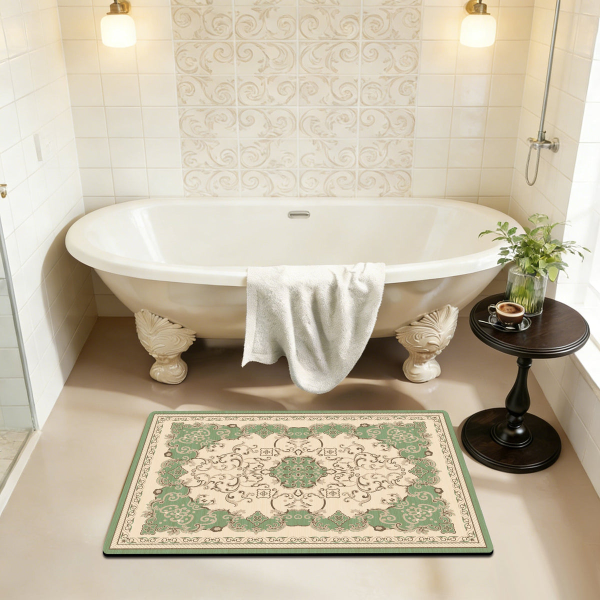 Elegant Vintage Floral Bath Mat