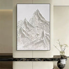 3D Mountain Relief Framed Canvas Artwork