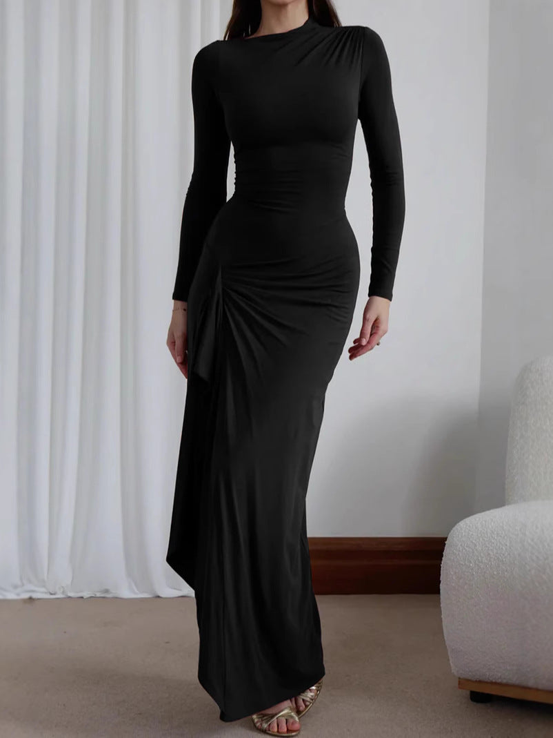 Sylis | Ruched Long Sleeve Evening Gown