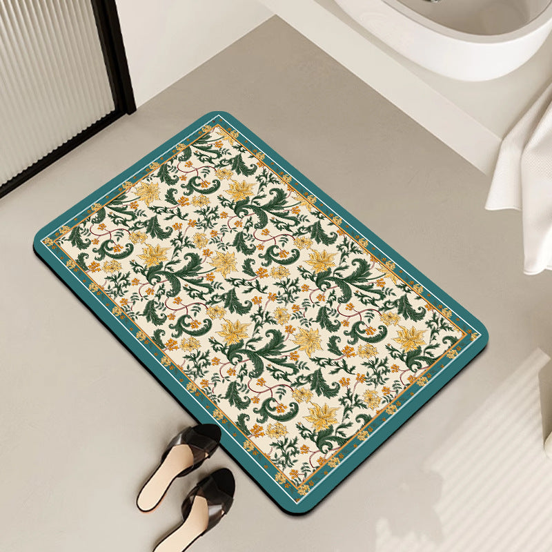 Vintage Floral Pattern Bath Mat