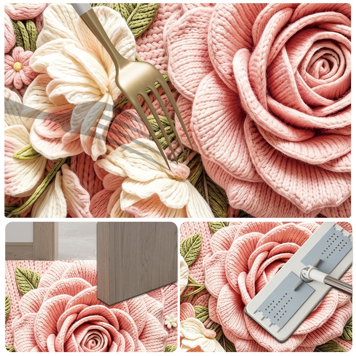 Floral Design Bathroom Mat