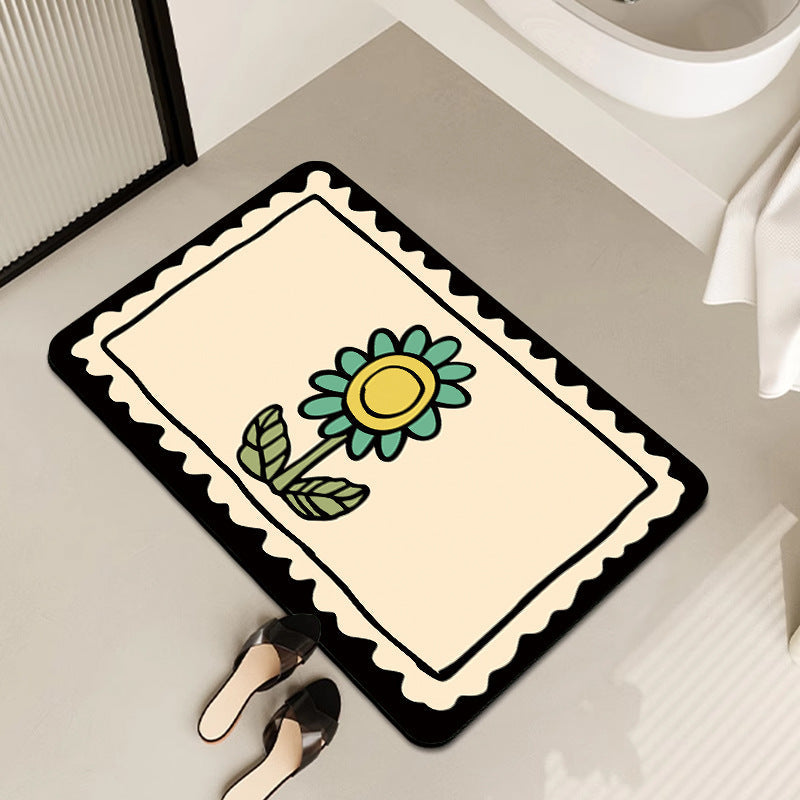 Decorative Floral Print Bath Mat