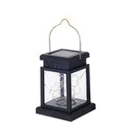 Outdoor Hanging LED Faux-Candle Glass-Pane Solar Lantern