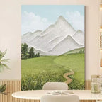 Framed Majestic Mountain Landscape Art