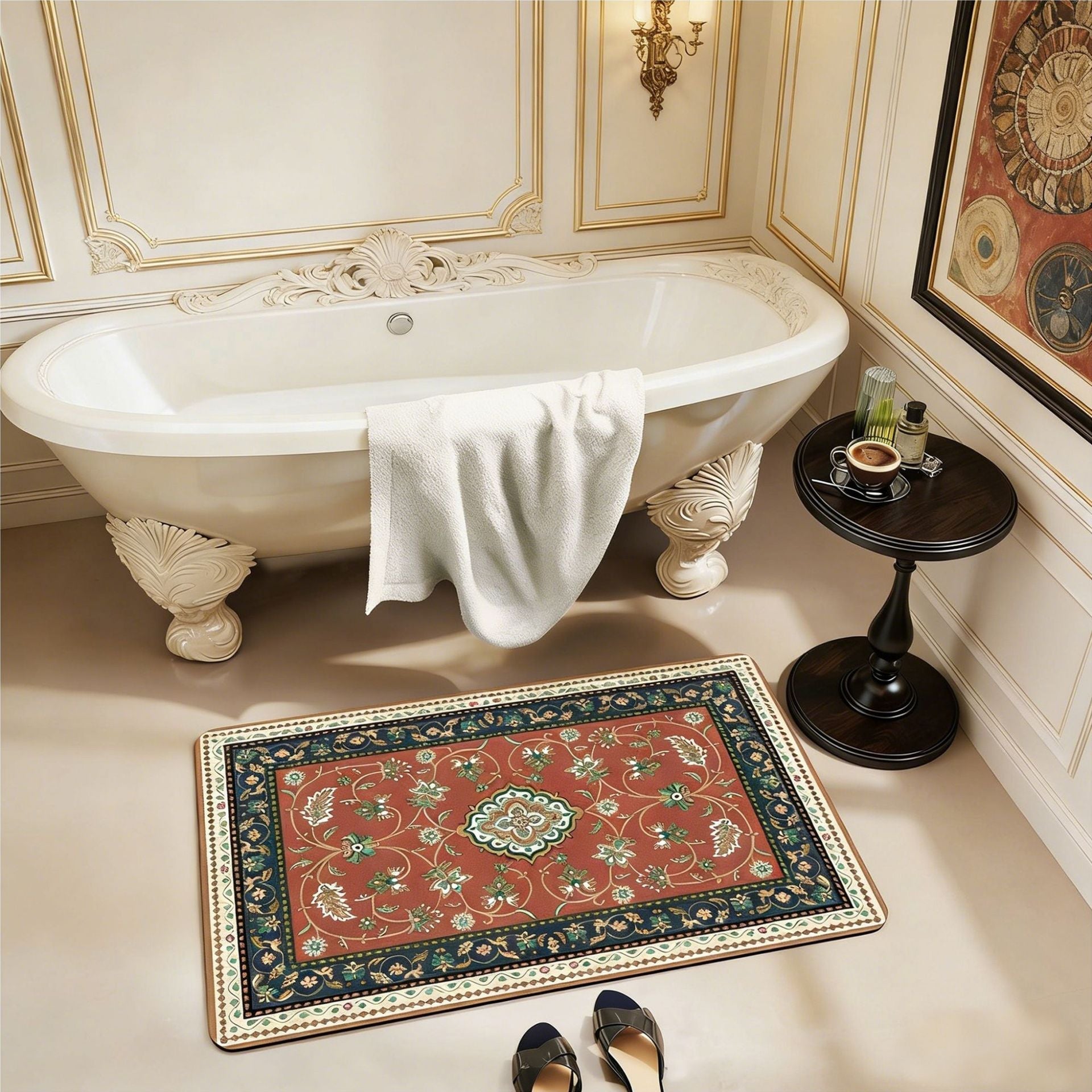 Floral-Patterned Luxury Bath Mat