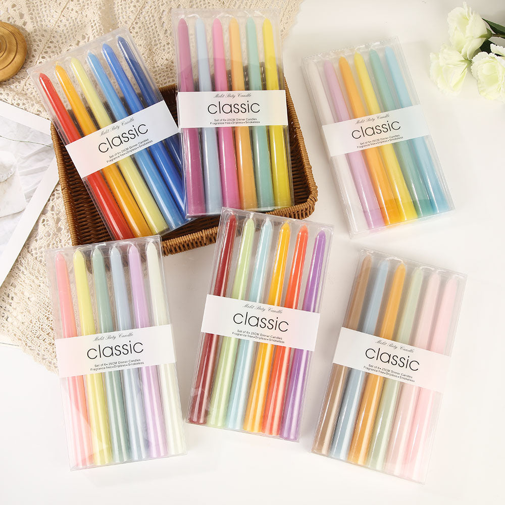 Pastel tapered dinner candles