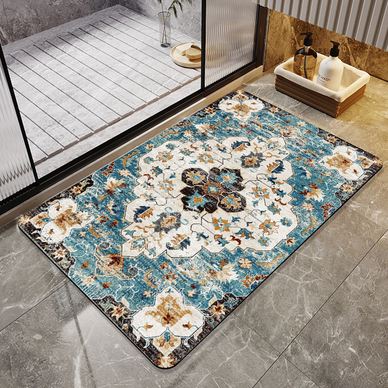 Floral Design Absorbent Bathroom Mat