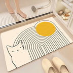 Artistic Cat-Themed Bath Mat