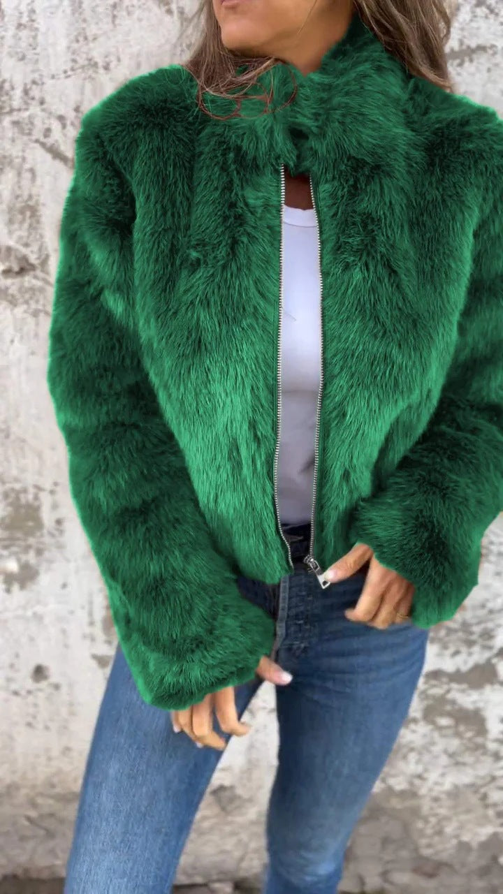 Sylis - Faux Fur Zipper Jacket