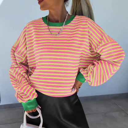 Sylis casual striped sweatshirt with boxy cut and contrasting finishes Heidi fashion