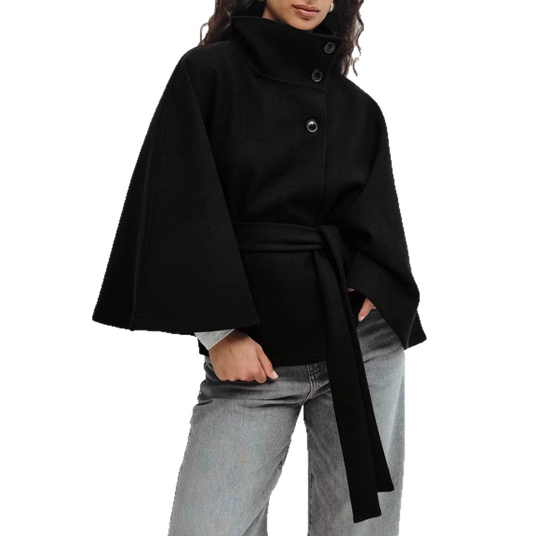 Sylis Wrap jacket with elegant stand-up collar and loosely cut sleeves Heidi-Mode