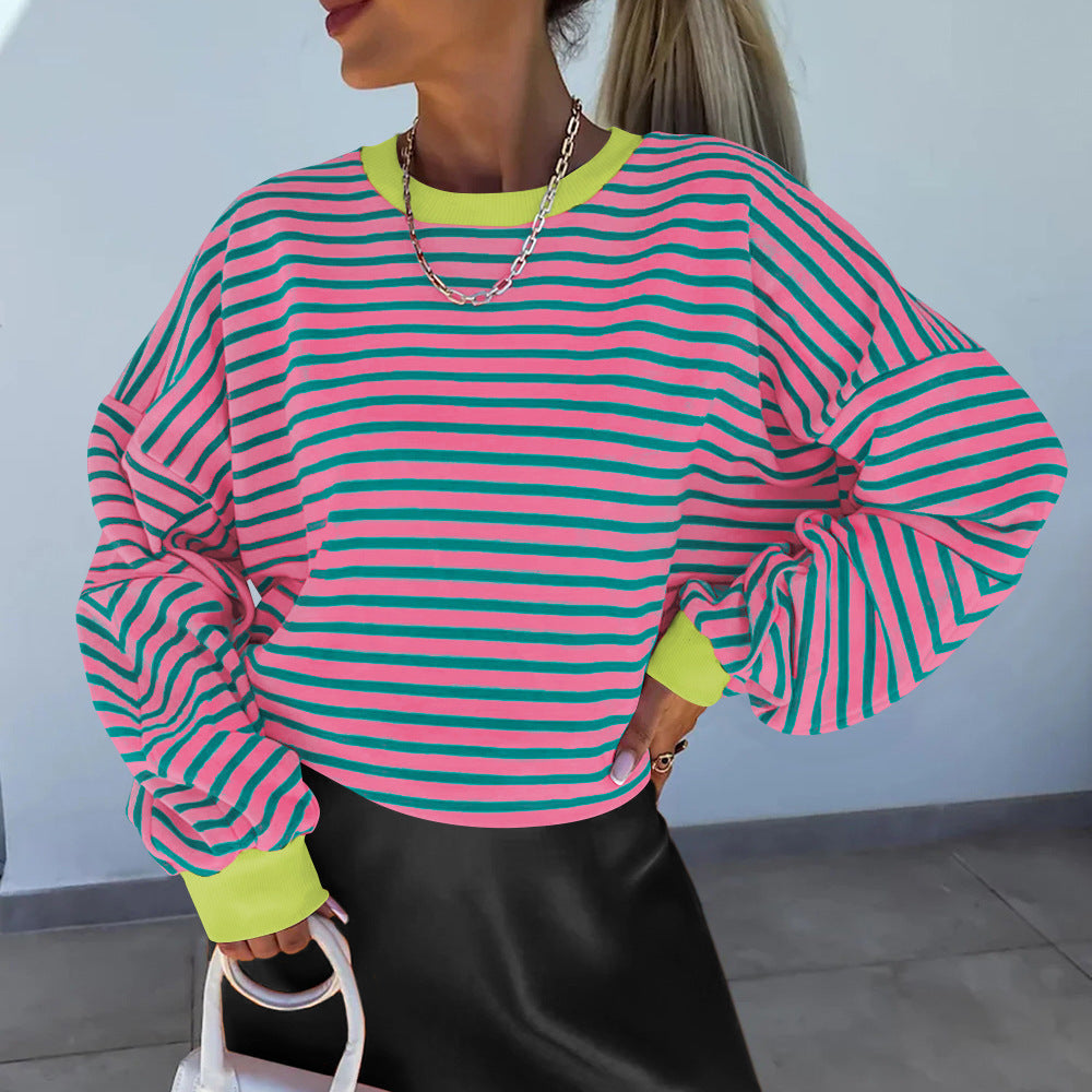 Sylis casual striped sweatshirt with boxy cut and contrasting finishes Heidi fashion