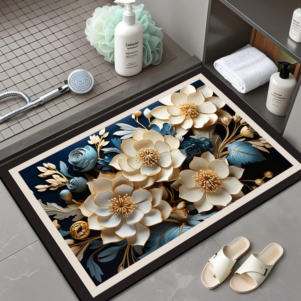 Floral Patterned Memory Foam Bath Mat