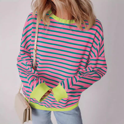 Sylis casual striped sweatshirt with boxy cut and contrasting finishes Heidi fashion