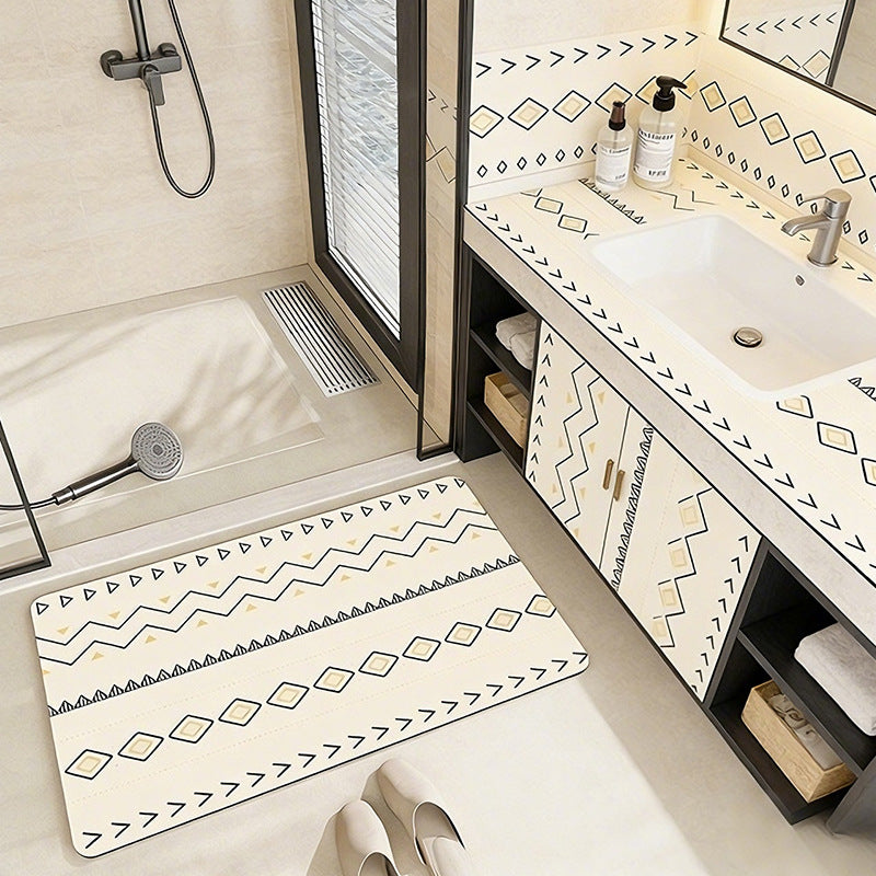 Artistic Cat-Themed Bath Mat